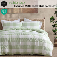 Ardor Ashlea Sage Oversized Waffle Check Quilt Cover Set King thumbnail