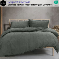 Ardor Campbell Charcoal Crinkled Texture Quilt Cover Set King thumbnail