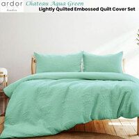 Ardor Chateau Aqua Green Embossed Quilt Cover Set Queen thumbnail