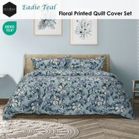 Ardor Eadie Teal Floral Printed Quilt Cover Set King thumbnail