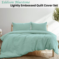 Ardor Eddison Bluestone Light Quilted Embossed Quilt Cover Set King thumbnail