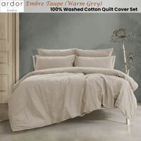 Ardor Embre Taupe (Also known as Warm Grey) 100% Washed Cotton Quilt Cover Set Queen thumbnail