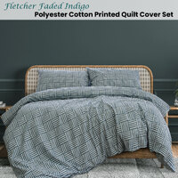 Ardor Fletcher Faded Indigo Printed Quilt Cover Set Queen thumbnail