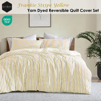 Ardor Frankie Yellow Stripe Yarn Dyed Reversible Quilt Cover Set King thumbnail