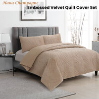 Ardor Hana Champagne Embossed Velvet Quilt Cover Set Queen thumbnail