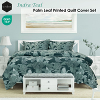 Ardor Indra Teal Palm Leaf Printed Quilt Cover Set King thumbnail