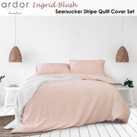 Ardor Ingrid Blush Seersucker Stripe Quilt Cover Set Double thumbnail
