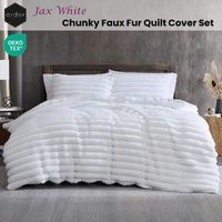 Ardor Jax White Chunky Faux Fur Quilt Cover Set King thumbnail