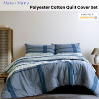 Ardor Mateo Navy Polyester Cotton Quilt Cover Set Queen thumbnail