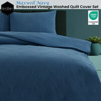 Ardor Maxwell Navy Embossed Vintage Washed Quilt Cover Set Queen thumbnail