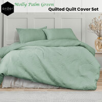 Ardor Molly Palm Green Quilted Quilt Cover Set Queen thumbnail