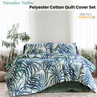 Ardor Palms Blue Polyester Cotton Quilt Cover Set Queen thumbnail