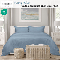 Algodon Romy Blue Cotton Jacquard Quilt Cover Set King thumbnail