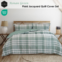 Ardor Ronan Grey Plaid Jacquard Quilt Cover Set King thumbnail