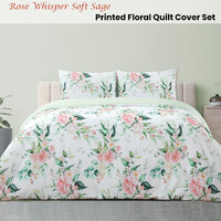 Ardor Rose Whisper Soft Sage Printed Floral Quilt Cover Set Double thumbnail