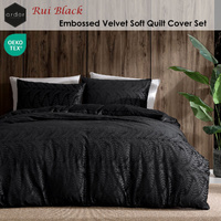 Ardor Rui Black Embossed Velvet Soft Quilt Cover Set King thumbnail