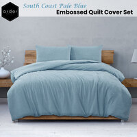 Ardor South Coast Pale Blue Embossed Quilt Cover Set Queen thumbnail