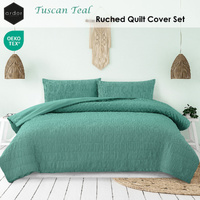 Ardor Tuscan Teal Ruched Quilt Cover Set King thumbnail