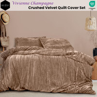 Ardor Vivienne Champagne Crushed Velvet Quilt Cover Set King thumbnail