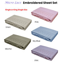 Essentially Home Living Machine Lace Embroidered Sheet Set Single Mocha thumbnail
