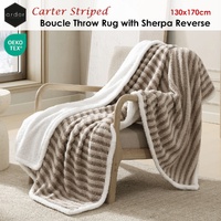 Ardor Carter Striped Boucle Throw Rug with Sherpa Reverse 130x170cm thumbnail
