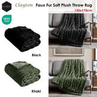 Ardor Clayton Faux Fur Soft Plush Throw Rug 130x170cm Khaki thumbnail