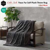 Ardor Cole Ash Striped Faux Fur Soft Plush Throw Rug 130x170cm thumbnail