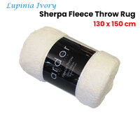 Ardor Lupinia Ivory Sherpa Fleece Throw Rug 130 x 150cm thumbnail