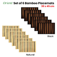 Set of 6 Orient Bamboo Table Placemats 30 x 45cm Black thumbnail
