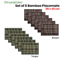 Set of 6 Broad Slat Bamboo Table Placemats 30 x 45cm White thumbnail