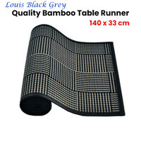 Louis Bamboo Table Runner Black Grey 140 x 33cm thumbnail