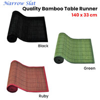 Narrow Slat Bamboo Table Runner 140 x 33cm Black thumbnail