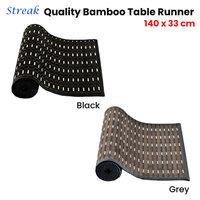 Streak Bamboo Table Runner 140 x 33cm Black Silver thumbnail