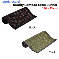 Multi Stitch Bamboo Table Runner 140 x 33cm Black thumbnail