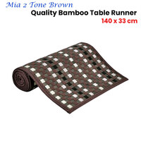Mia 2 Tone Brown Bamboo Table Runner 140 x 33cm thumbnail