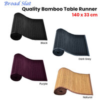 Broad Slat Bamboo Table Runner 140 x 33cm Black thumbnail
