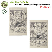Set of 2 May Gibbs Mrs Bear's Party Cotton Heritage Tea Towels 50 x 70 cm thumbnail
