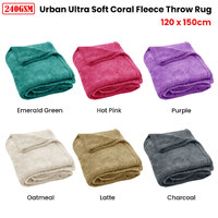 240GSM Urban Ultra Soft Coral Fleece Throw Rug 120 x 150cm Purple thumbnail