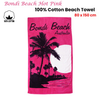 Aqua Blu Bondi Beach Pink 100% Cotton Beach Towel 80 x 150 cm thumbnail
