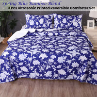 Ramesses Spring Blue 3 Pcs Bamboo Blend Ultrosonic Reversible Comforter Set King thumbnail
