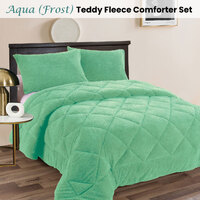 Ramesses Teddy Fleece 3 Pcs Comforter Set Aqua (Frost) Queen thumbnail