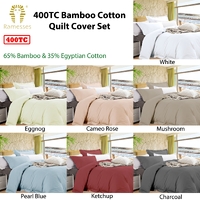 Ramesses Bamboo Cotton Quilt Cover Set White King thumbnail