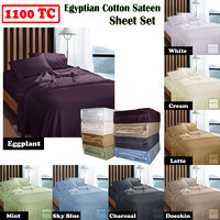 Ramesses 1100TC Egyptian Cotton Sateen Sheet Set White Queen thumbnail