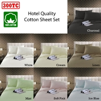 Kingtex 300TC Cotton Sheet Set Ice Blue King thumbnail