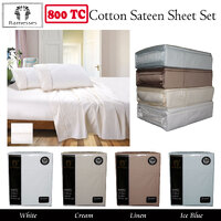 800TC Ramesses Cotton Sateen Sheet Set White Queen thumbnail