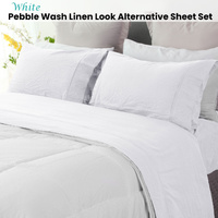 Ramesses White Pebble Wash Linen Look Alternative Sheet Set Single thumbnail