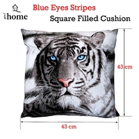 Just Home Blue Eyes Stripes Tiger Square Filled Cushion thumbnail