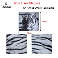 Just Home Set of 3 Printed Blue Eyes Stripes Tiger Wall Canvas thumbnail