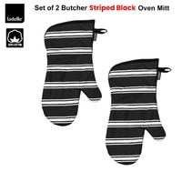 Ladelle Set of 2 Butcher Stripe Black Oven Mitt thumbnail