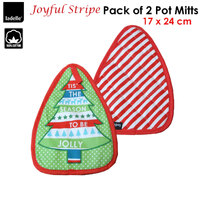 Ladelle Joyful Stripe Red Set of 2 Pot Mitts 17 x 24 cm thumbnail